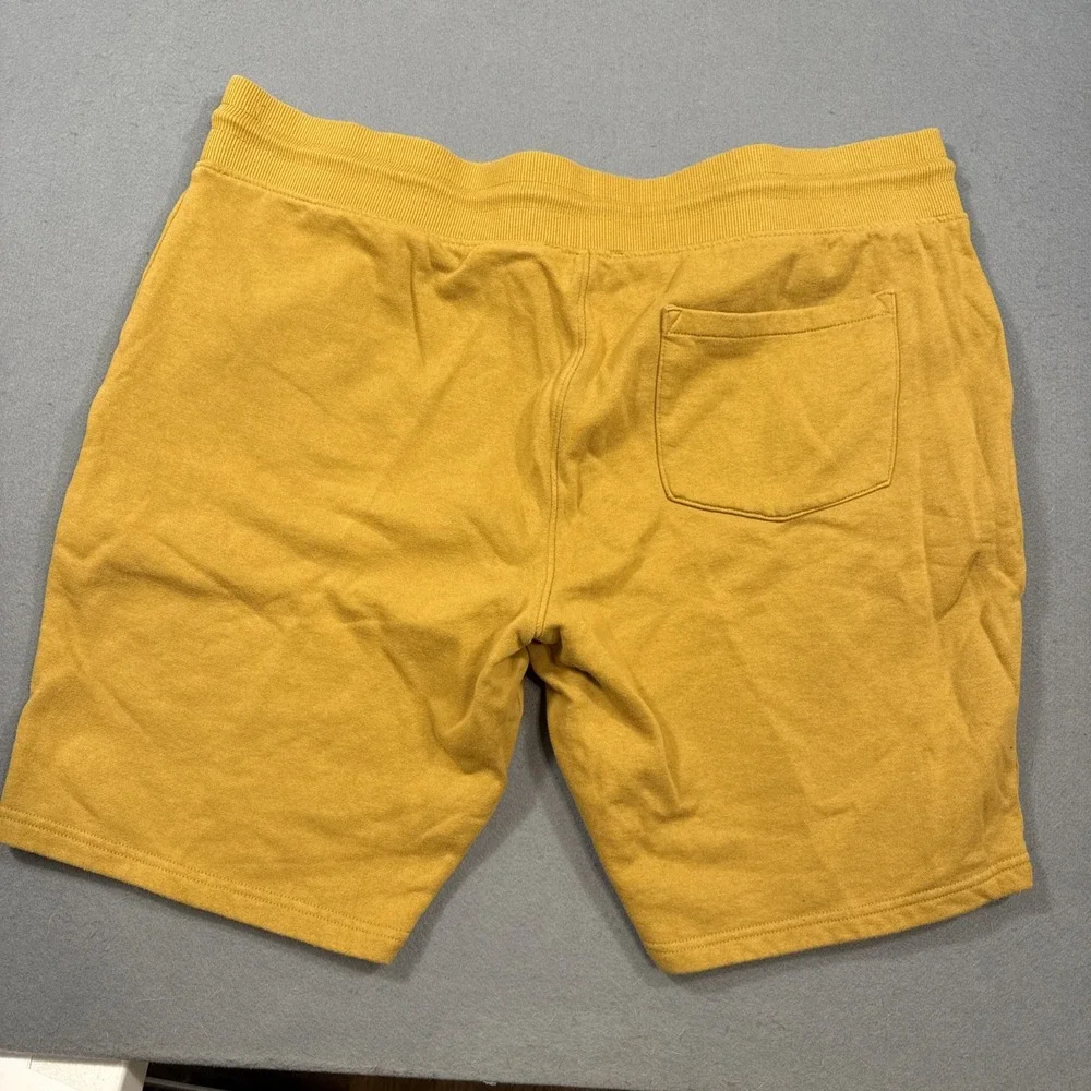 True Religion Men XXL Sweat Shorts Mustard Yellow Black Horseshoe Logo
